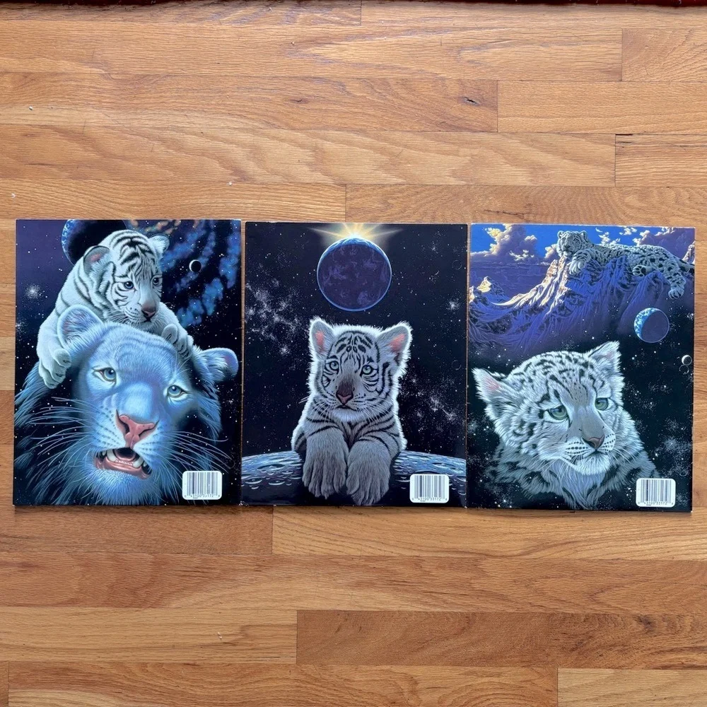 Vintage Mead Schim Schimmel‎ Portfolio Folder Set Of 3 White tiger 1999 Retro